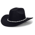 thumbnail image 3 of Women Glitter Silver Black Western Cowboy Hat - Rhinestone Fringe, Adjustable Fit, One Size, Polyester, Sparkly Party Accessory, 3 of 4