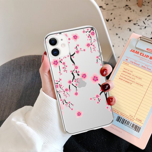 Funda de teléfono Simple Plum Blossom Leaf para iPhone 13 12 11 14 Pro Max Mini XS XR X 7 8 Plus SE 2020, funda de TPU transparente suave Tan Jianjun unisex