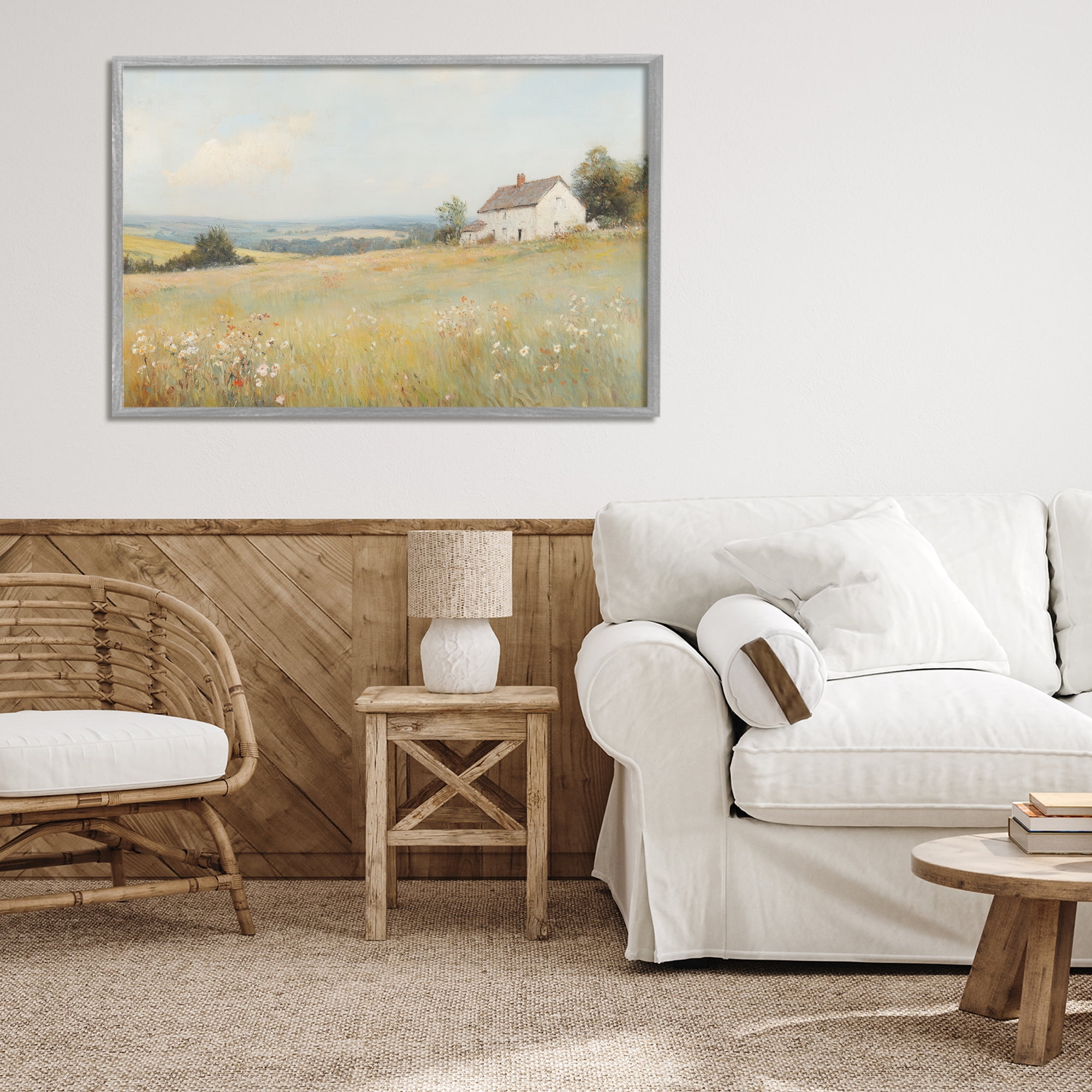 Stupell Industries Little House In The Prairie Gray Framed Giclee Art, design by Petal Prints Design