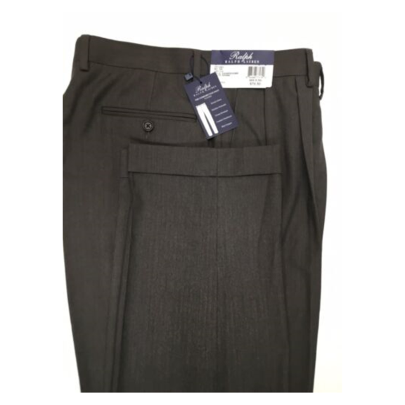 Ralph Lauren Men Relaxed Fit, Pleated Front, Plaid, Brown Dress Pants 34X32