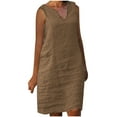 thumbnail image 2 of LOVZFMLL Robes Femmes Mode Décontractée Couleur Unie Poche Robe Sans Manches à Encolure, 2 of 6