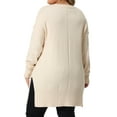 thumbnail image 4 of Agnes Orinda Women's Plus Size Sweater Crew Neck Long Sleeves Side Slits Knit Pullover Oversized Sweaters 3X Apricot, 4 of 7