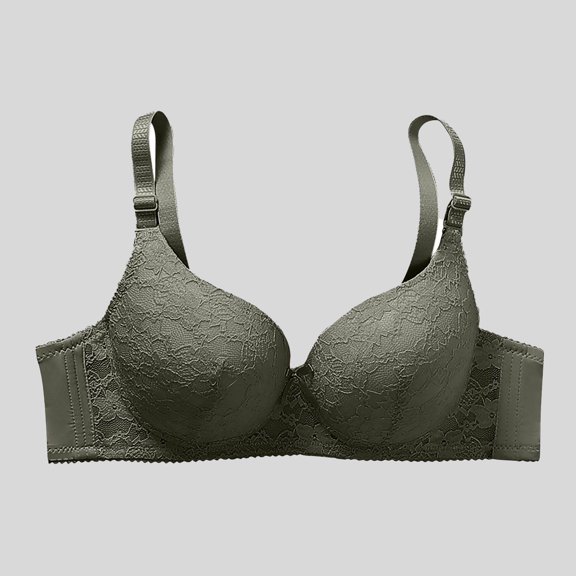 Guieoi Bra for Women Plus Size Underwire Lace Pushing Up Comfortable Breathable Bralettes Smooth Comfort Underwear Gray 44