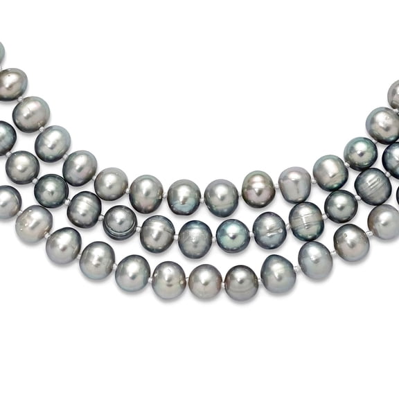 7-8mm Grey Freshwater Cultured Pearl 76inch Slip Necklace Pendant Necklace for Women