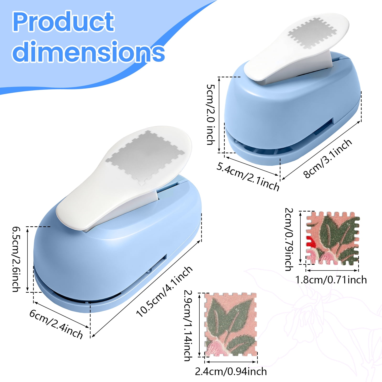 NUAHRHY 2Pcs Rectangular Postage Stamp Puncher, Manual Non Slip Embossing, Precise Stamp Hole Punch Tool Portable Paper Punch for Crafting Scrapbooking Foil Paper EVA Foam DIY Card