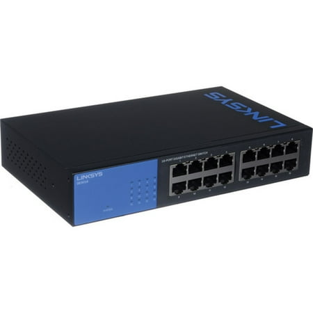 Linksys - 16-Port Gigabit Ethernet Switch - Black/Blue