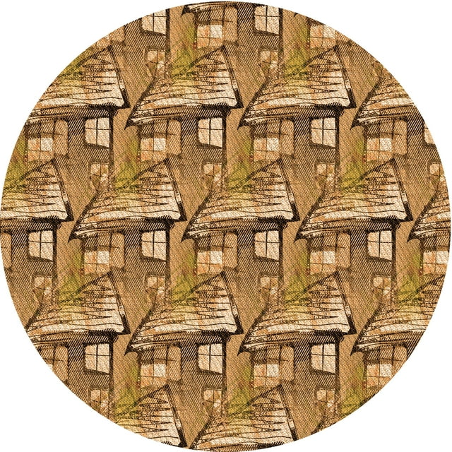 Ahgly Company Machine Washable Indoor Square Transitional Saddle Brown Area Rugs, 3' Square