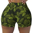 thumbnail image 2 of Picia Tropical Palm Leaves Fern Leaf Printed Workout Shorts for Women Seamless Scrunch Butt Lifting High Waisted Yoga Gym Booty Running Moisture-wicking Short Pants-Small, 2 of 9