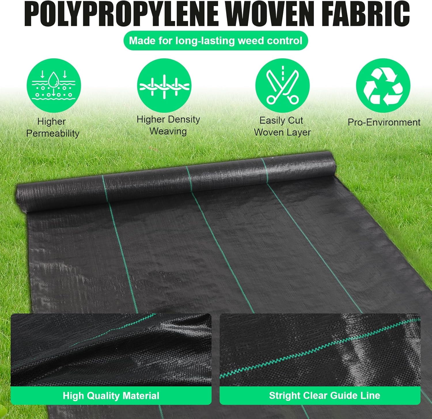 Garden Landscape Fabric 4x180ft Weed Barrier Fabric Heavy Duty,Weed Blocker Fabric, Garden Landscaping Fabric for Underlayment, Gardening Ground, Commercial Driveway Weed Block Cover Mat