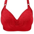 thumbnail image 4 of Bigersell Bras for Women No Underwire Ladies V-Neck Lace Bras Full-Coverage Wireless Bras Womens Comfort Strap Push up Bras Padded Bralettes Y-1-Red 48, 4 of 7