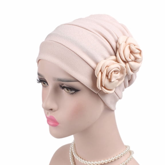 WHAMVOX Woman Corrugated Chemo Headband Stylish Hat for Cancer Patient (Beige Random Color)