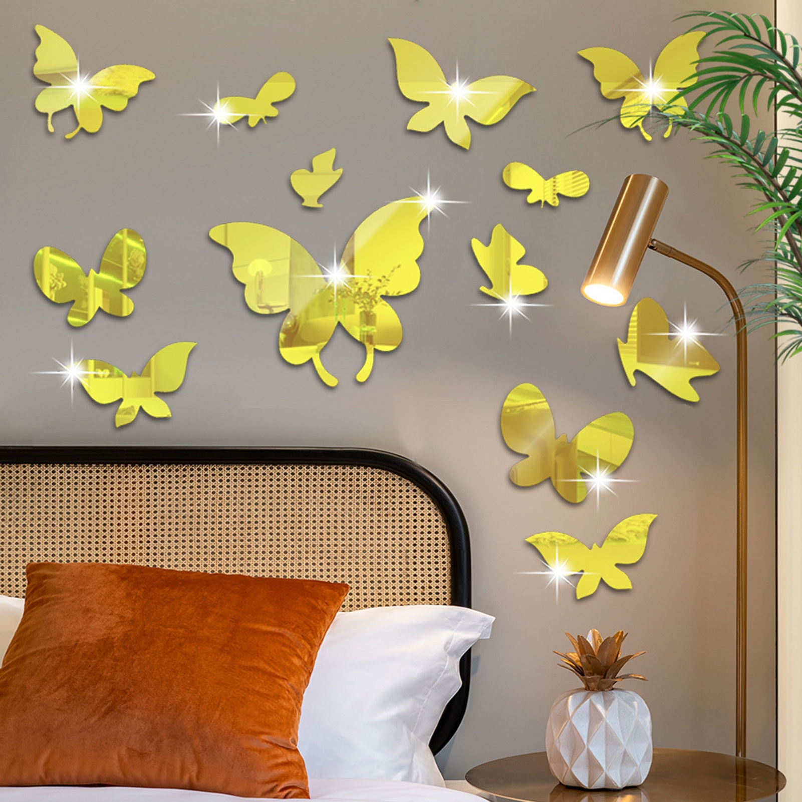 Meidiya 14Pcs Acrylic Butterfly Mirror Stickers Decorative Self