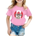 thumbnail image 4 of MIXUE Toddler Girls Tops & T-Shirts Canada Print Short Sleeve Crewneck Casual Fit Basic Tops Pullover T Shirts Activewear,Pink,10-11 Years, 4 of 4