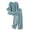 Light Blue, variant on 3/4 Sleeve Embroidered Linen Set for Women, V-Neck Cotton Blend Top & Wide Leg Cropped Pants 2 Piece Outfit - Boho Summer Vacation Lounge Co-ord Set Saffron M