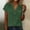 Green, variant on Women's Notch Neck Cotton Linen Shirt Turndown Collar, Short Sleeve Button Down Blouse with Pocket White M