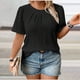 thumbnail image 4 of Xuyuer Womens T Shirts Short Sleeve Summer Tops Pleated T Shirt Casual Blouses Spring Clothes Beach Vacation 2025, 4 of 5