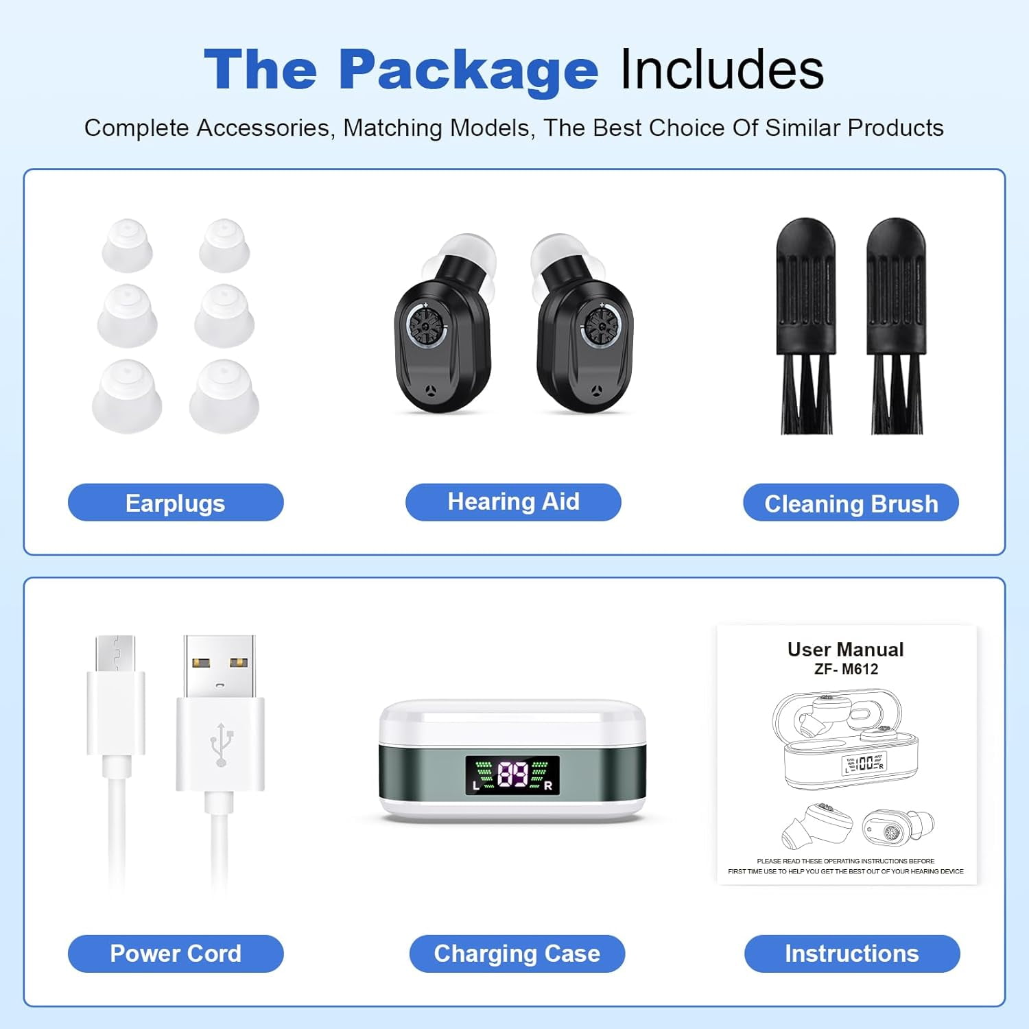 SUWU Hearing Aids for Seniors with digital Displays,Wireless Hearing Aids with Adjustable Volume,Invisible Hearing Amplifier with Noise Reduction with Large Capacity Battery Charging Case