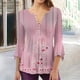 thumbnail image 1 of Fiudx Tops para Mujer Blusa Holgada de Manga Corta con Cuello En V Informal Estampada a La Moda para Mujer, 1 of 5