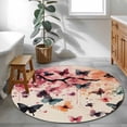 thumbnail image 3 of Round Rugs 3Ft, Flowers Butterfly Round Area Rug Washable Indoor Throw Carpet, Vintage Rustic Ombre Spring Floral Small Non Slip Circle Rug for Bedroom Living Room Home Decor Aesthetic, 3 of 8
