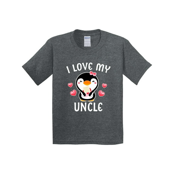 Inktastic I Love My Uncle with Cute Penguin and Hearts Youth T-Shirt