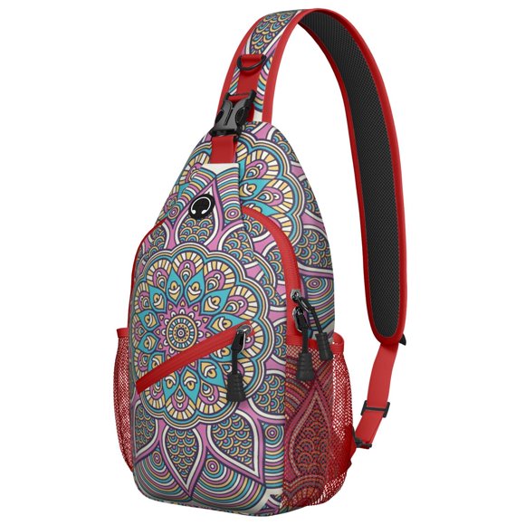 Sac à Dos Mandala Fusion de Couleurs, Sac Bandoulière Boho Trippy avec Design Artistique Psychédélique, Pack de Méditation et de Guérison Spirituelle