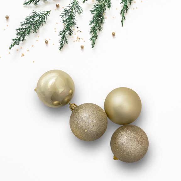 Northlight 16ct Shatterproof 4-Finish Christmas Ball Tree Ornament Set 3” - Gold