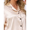 thumbnail image 4 of DARING DIVA Silky Short Sleeve Shorts Button Down  Satin Pajamas Set XL Champagne, 4 of 6