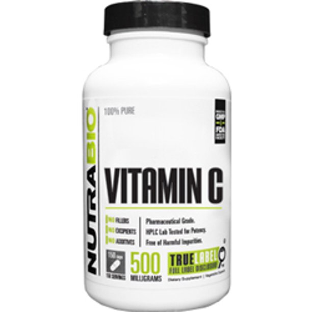 NutraBio Vitamin C (ascorbic acid) 500 mg 150 Vegetable Capsules