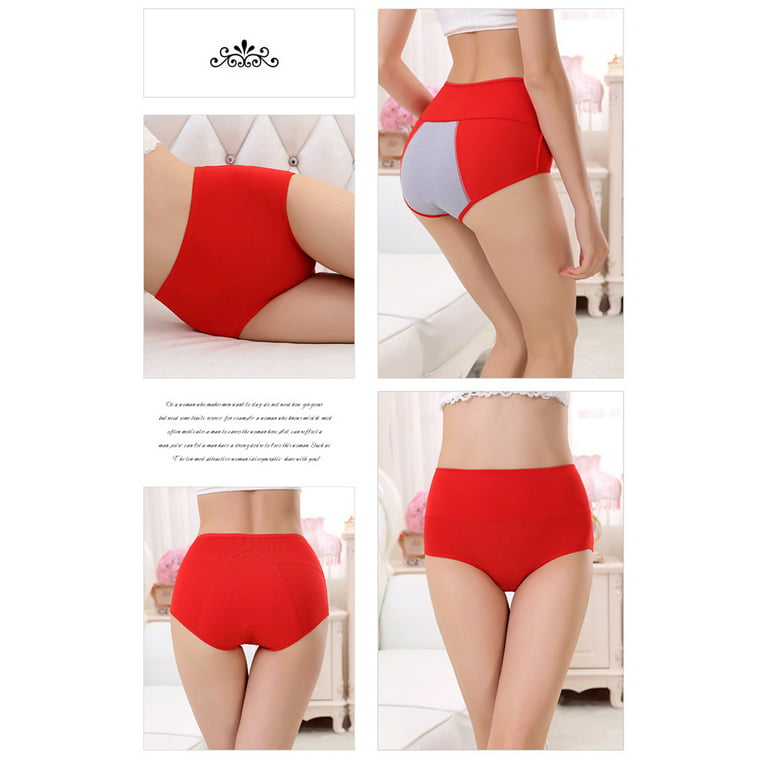 ADVEN Leakproof Menstrual Period Panties Washable Underwear Physiological  Pants Comfortable Briefs Seamless Waterproof Lingerie Red 