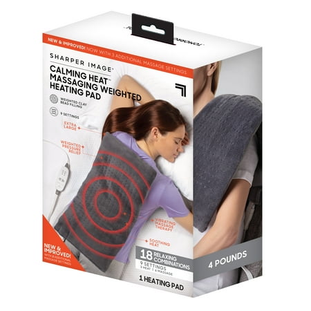 Sharper Image Calming Heat Massaging Weighted Heating Pad, 12 in x 24 in, Gray