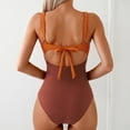 thumbnail image 4 of Ahuyic Womens Plus Size SwimSuit,Casual Solid Color Bathing Suit,Women's Color Block Fashion Sexy V-neck Suspenders Fold Backless Bikinis, 4 of 4