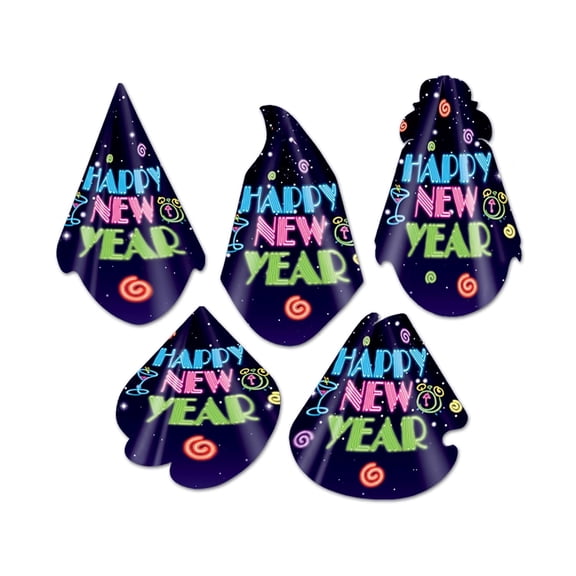 50 Pack Beistle Neon Midnight New Year's Eve Party Hats