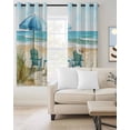 thumbnail image 2 of Teal Summer Beach Blackout Curtains for Bedroom Living Room Darkening Curtains 90 Inch Coastal Vintage Leisure Ocean Black Out Window Curtain Privacy Window Treatment Grommet Drapes 52"x90"x2, 2 of 9