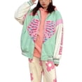 thumbnail image 2 of Veste de Baseball Surdimensionnée pour Femmes, Décontractée, à Manches Longues, Blouson Bomber, Chandail Universitaire, 2 of 6
