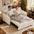 thumbnail image 4 of MIKIBAMA 55" Velvet 3 In 1 Convertible Sofa Bed with Side Pockets & Adjustable Backrest, Perfect for Living Room,Beige, 4 of 5