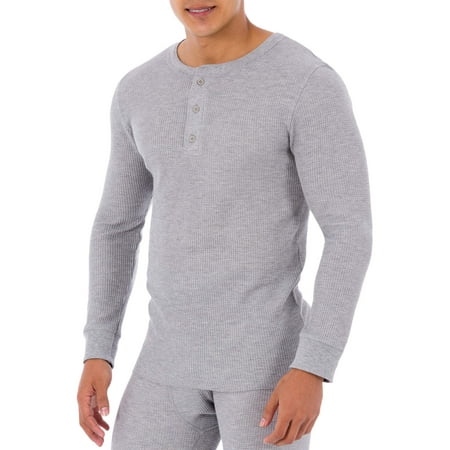 Fruit of the Loom Men's Thermal Waffle Underwear Henley Top, Sizes S-5XL