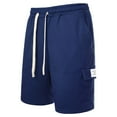 thumbnail image 6 of MIXUE Mens Shorts Summer Solid Color Cargo Casual Lightweight Outdoor Work Cargo Pockets Mens Workout Shorts Activewear,Blue,L, 6 of 6