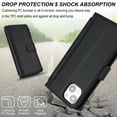 thumbnail image 5 of for iPhone 13 Rugged Case, RFID Blocking Wallet Case for Women Men with Card Holder Zipper Magnetic Flip PU Leather Wrist Strap & Shoulder Strap Protective Cover for iPhone 13, Black, 5 of 11