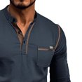 thumbnail image 4 of PUPIU Henley Shirts for Men Long Sleeve Casual Shirts with Pocket Henley Collar Navy M, 4 of 4
