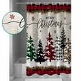 thumbnail image 4 of Christmas Tree Waterproof Fabric Shower Curtain, Red Black Plaid Xmas Snowflake Shower Curtain for Bathroom Curtains Bathtubs Hotel Washable Shower Curtains with 12 Hooks Stall 54x78in, 4 of 6
