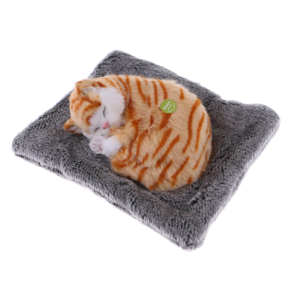 Fun Stuffed Asleep Kitten Animal Sounding Miaow Cat Plush Soft Toy Pet Kid Decor 