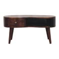 thumbnail image 2 of JERFIT Modern Wave Coffee Table, Solid Mango Wood Console Table with Drawer, California Walnut Finish Brown Nordic Center Table for Living Room, 2 of 10