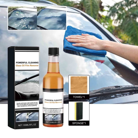 150ml Oil Film Remover for Glass, Car Windshield Cleaner, Water Spot Remover for Glass Surfaces, Quickly and Easily Restore Glass Clarity, Glass Cleaner for Home and Auto Windows Cleaning
