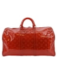 thumbnail image 4 of Pre-Owned LOUIS VUITTON Keepall 50 Bandouliere Transparent PVC Travel Bag Red, 4 of 12