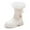 White, variant on Utlike Girls Boots Autumn And Winter Snow Boots Platform Soles Non Warm Comfort Solid Color Bow Side Zip Boots Trend Girls Footwear Size 4-4.5 Years