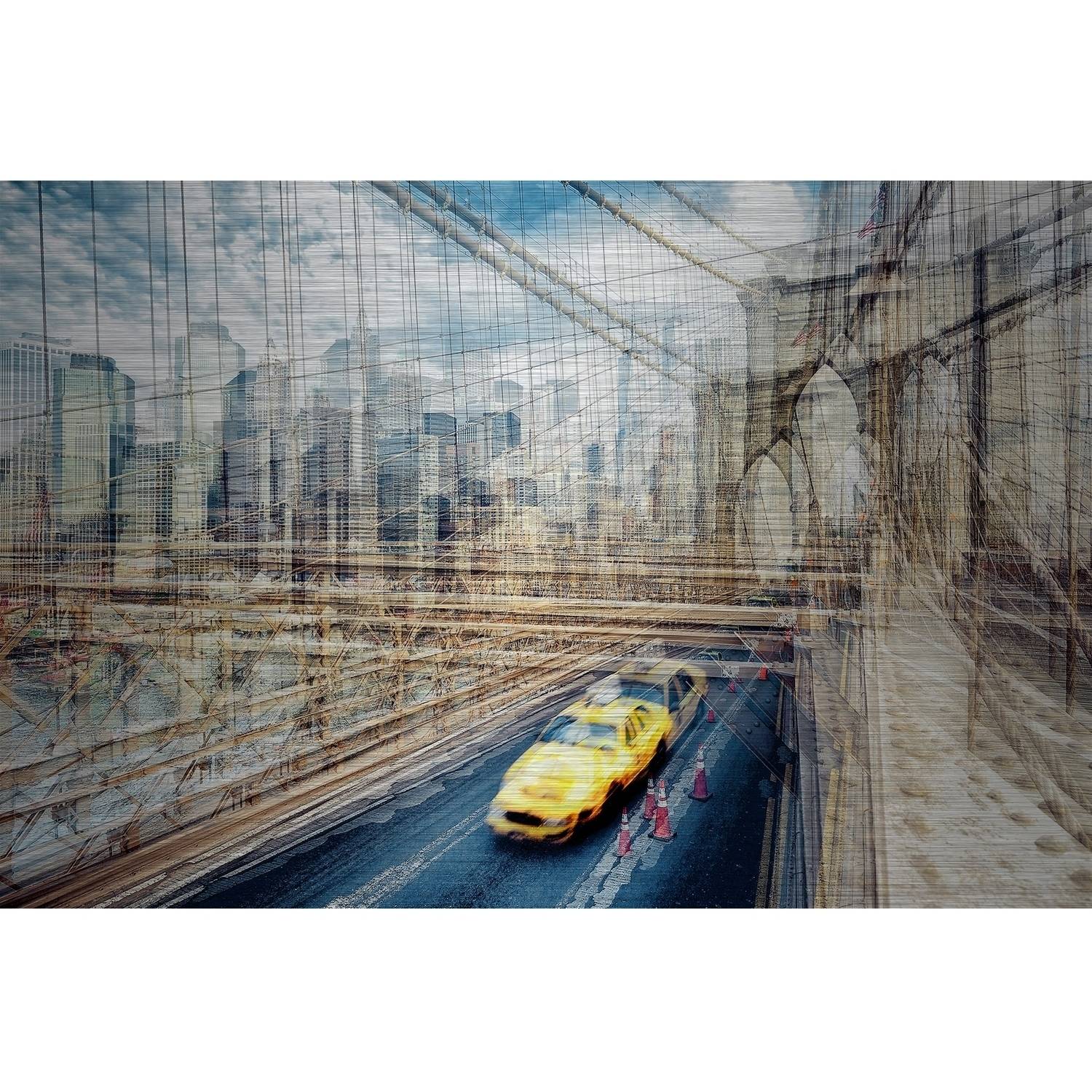 "The East River" Painting Print on Brushed Aluminum
