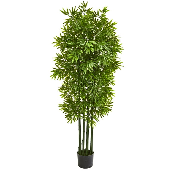 Nearly Natural 64in. Bamboo Artificial Tree with Green Trunks UV Resistant (Indoor/Outdoor)