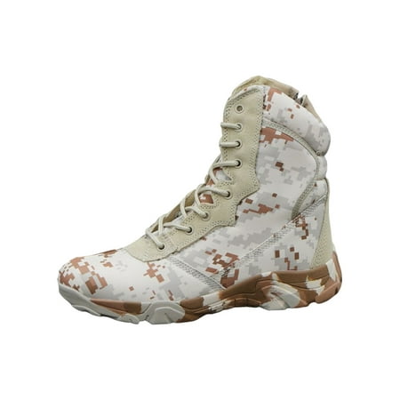 

Lacyhop Men Combat Boots Desert Military Boot Tactical Hiking Shoes Camping Lightweight Outdoor Shoe Breathable Lace Up Upgraded Sand Color 7.5