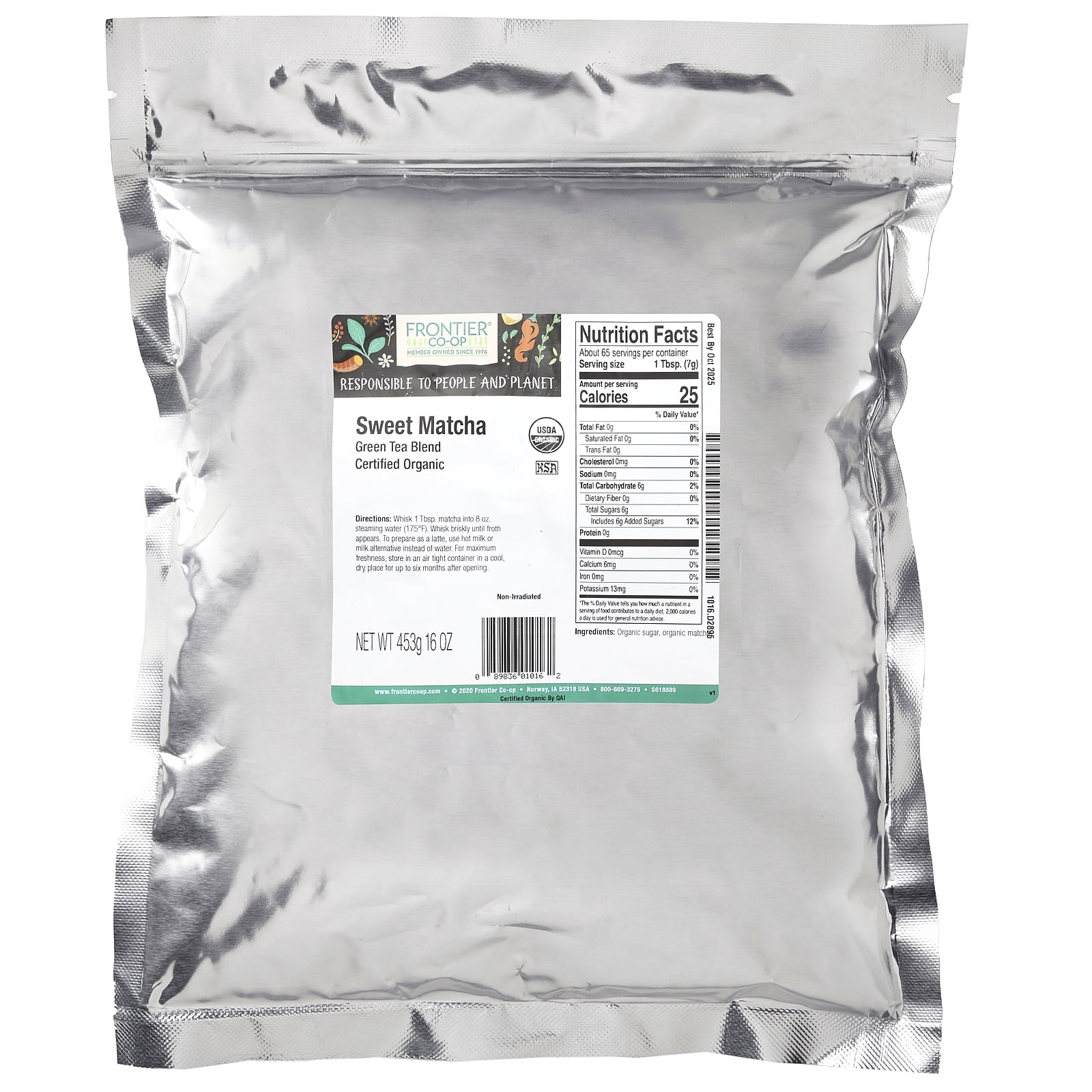 Frontier Co-op 1016 Sweet Matcha Green Tea, Organic 1 lb.