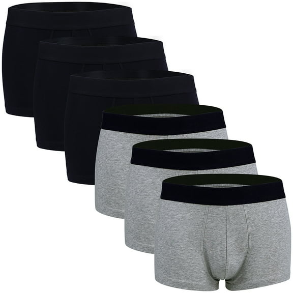 Charmo Men's Boxer Briefs Cotton Underwear Tag-Free Boxer Panties, 6 Pack